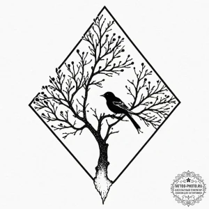 Tattoo design a silhouette of a tree branch w... - эскиз тату (№1752891940_0, 19.07.2025 02:25) — tattoo-photo.ru