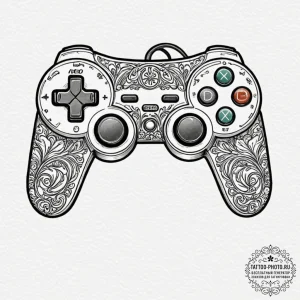 Tattoo sketch a detailed retro console contro... - эскиз тату (№1752892189_0, 19.07.2025 02:29) — tattoo-photo.ru