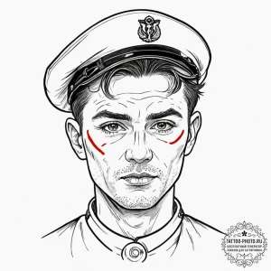 Tattoo sketch a close-up of a scarred face, e... - эскиз тату (№1752892603_0, 19.07.2025 02:36) — tattoo-photo.ru
