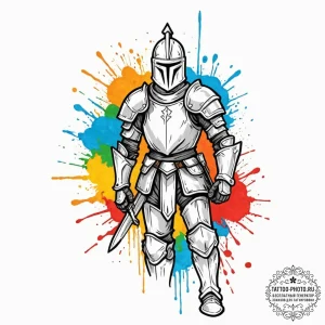 Knight, tattoo sketch design, on a clean whit... - эскиз тату (№1752892769_0, 19.07.2025 02:39) — tattoo-photo.ru