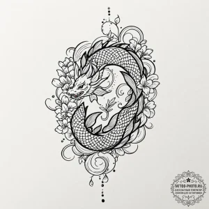 Tattoo design a flowing vine with small leave... - эскиз тату (№1752893018_0, 19.07.2025 02:43) — tattoo-photo.ru