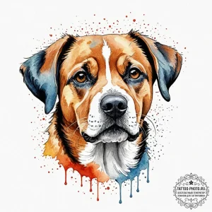 A close-up of a dog's wet nose., artistic tat... - эскиз тату (№1752893102_0, 19.07.2025 02:45) — tattoo-photo.ru