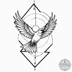Tattoo design a geometric outline of a bird i... - эскиз тату (№1752893432_0, 19.07.2025 02:50) — tattoo-photo.ru