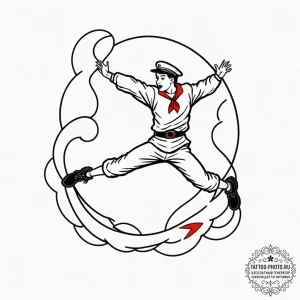 Tattoo sketch a pixel art character jumping o... - эскиз тату (№1752896265_0, 19.07.2025 03:37) — tattoo-photo.ru