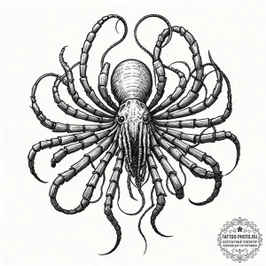113. linework tattoo of a facehugger, minimal... - эскиз тату (№1752896430_0, 19.07.2025 03:40) — tattoo-photo.ru