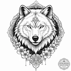 Tattoo sketch: a fierce animal (e.g., wolf or... - эскиз тату (№1752896762_0, 19.07.2025 03:46) — tattoo-photo.ru