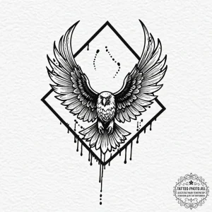 A linework tattoo of the atreides hawk symbol... - эскиз тату (№1752897178_0, 19.07.2025 03:52) — tattoo-photo.ru