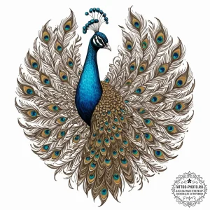 Peacock, tattoo flash sheet design, on a clea... - эскиз тату (№1752897591_0, 19.07.2025 03:59) — tattoo-photo.ru