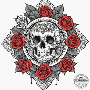 Mandala, artistic tattoo sketch, vibrant colo... - эскиз тату (№1752898336_0, 19.07.2025 04:12) — tattoo-photo.ru