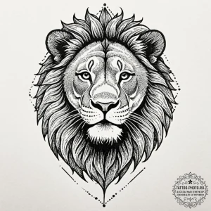 Tattoo design a lion's head roaring protectiv... - эскиз тату (№1752898500_0, 19.07.2025 04:15) — tattoo-photo.ru
