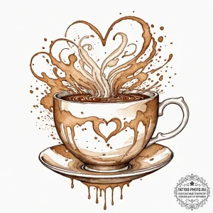Tattoo design a minimalist teacup with a stea... - эскиз тату (№1752899081_0, 19.07.2025 04:24) — tattoo-photo.ru