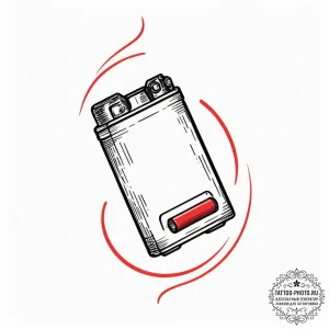 Cartridge, tattoo line art, black and red ink... - эскиз тату (№1752899246_0, 19.07.2025 04:27) — tattoo-photo.ru