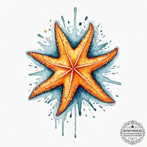 Starfish, tattoo line art, watercolor tattoo... - эскиз тату (№1752899991_0, 19.07.2025 04:39) — tattoo-photo.ru