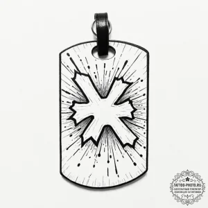 Tattoo design a dog tag with a subtle crack o... - эскиз тату (№1752900156_0, 19.07.2025 04:42) — tattoo-photo.ru