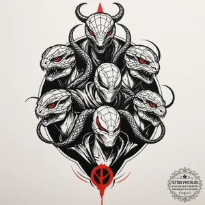 A minimalist tattoo of the five members of th... - эскиз тату (№1752900321_0, 19.07.2025 04:45) — tattoo-photo.ru