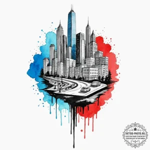 A watercolor sketch of the blue key from mulh... - эскиз тату (№1752901811_0, 19.07.2025 05:10) — tattoo-photo.ru