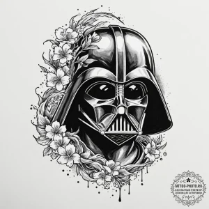 A sketch style portrait of darth vader, half... - эскиз тату (№1752902143_0, 19.07.2025 05:15) — tattoo-photo.ru