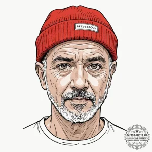 A graphic novel style portrait of steve zisso... - эскиз тату (№1752902226_0, 19.07.2025 05:17) — tattoo-photo.ru