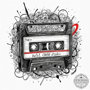 A neo-traditional tattoo of a cassette tape l... - эскиз тату (№1752904866_0, 19.07.2025 06:01) — tattoo-photo.ru