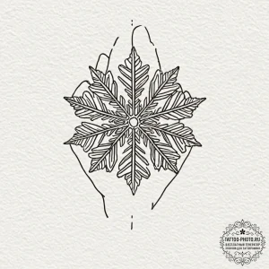 A close-up of a single, perfect snowflake on... - эскиз тату (№1752906524_0, 19.07.2025 06:28) — tattoo-photo.ru