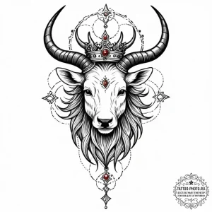 Tattoo sketch a zodiac animal head with a cla... - эскиз тату (№1752906773_0, 19.07.2025 06:32) — tattoo-photo.ru