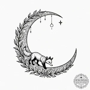 Tattoo design a crescent moon with a shadowy... - эскиз тату (№1752907187_0, 19.07.2025 06:39) — tattoo-photo.ru
