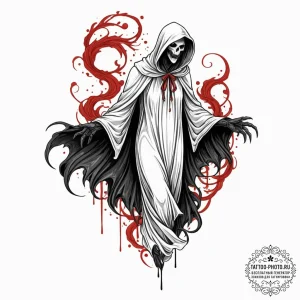 A trash polka sketch of a dementor, its shado... - эскиз тату (№1752907352_0, 19.07.2025 06:42) — tattoo-photo.ru