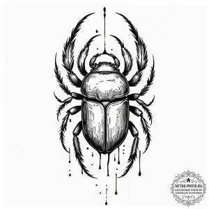 Scarab, tattoo drawing outline, black and gre... - эскиз тату (№1752908425_0, 19.07.2025 07:00) — tattoo-photo.ru