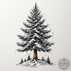 Tattoo sketch a majestic pine tree, standing... - эскиз тату (№1752908507_0, 19.07.2025 07:01) — tattoo-photo.ru
