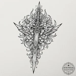 A neo-traditional design of a crysknife, orna... - эскиз тату (№1752908921_0, 19.07.2025 07:08) — tattoo-photo.ru