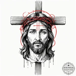 Jesus christ, artistic tattoo sketch, black a... - эскиз тату (№1752909086_0, 19.07.2025 07:11) — tattoo-photo.ru
