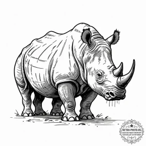 Rhinoceros, concept art for tattoo, black and... - эскиз тату (№1752909168_0, 19.07.2025 07:12) — tattoo-photo.ru