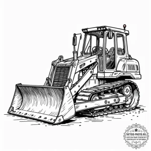 A bulldozer at a construction site., tattoo f... - эскиз тату (№1752910334_0, 19.07.2025 07:32) — tattoo-photo.ru