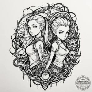 A graphic novel style tattoo of the main char... - эскиз тату (№1752911000_0, 19.07.2025 07:43) — tattoo-photo.ru