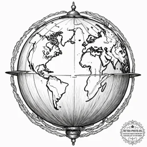 Tattoo design two halves of a globe, completi... - эскиз тату (№1752911082_0, 19.07.2025 07:44) — tattoo-photo.ru