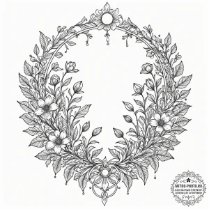 Tattoo design a secret garden with glowing fl... - эскиз тату (№1752911166_0, 19.07.2025 07:46) — tattoo-photo.ru