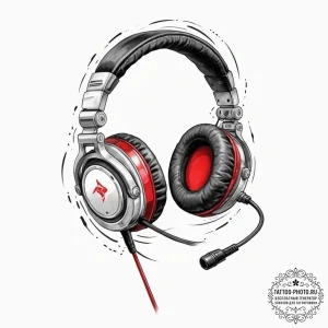 Tattoo sketch a detailed rendering of a gamer... - эскиз тату (№1752911248_0, 19.07.2025 07:47) — tattoo-photo.ru