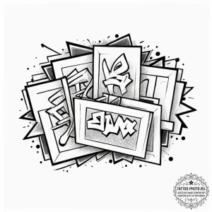 Tattoo sketch a tiny film strip with two sign... - эскиз тату (№1752912158_0, 19.07.2025 08:02) — tattoo-photo.ru