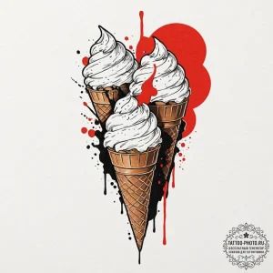 Tattoo design 'ice cream cone' on one, 'scoop... - эскиз тату (№1752913642_0, 19.07.2025 08:27) — tattoo-photo.ru