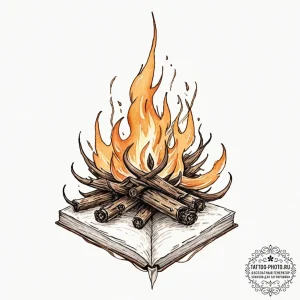 A watercolor sketch of cintra on fire,, tatto... - эскиз тату (№1752914466_0, 19.07.2025 08:41) — tattoo-photo.ru