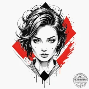 Tattoo design a deep, thoughtful gaze, reflec... - эскиз тату (№1752915884_0, 19.07.2025 09:04) — tattoo-photo.ru