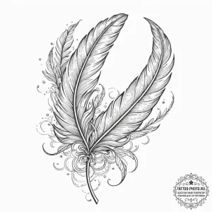 Tattoo sketch a delicate feather, gently floa... - эскиз тату (№1752916627_0, 19.07.2025 09:17) — tattoo-photo.ru