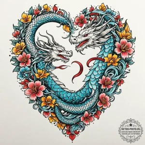 Tattoo sketch a heart container with a dragon... - эскиз тату (№1752917540_0, 19.07.2025 09:32) — tattoo-photo.ru