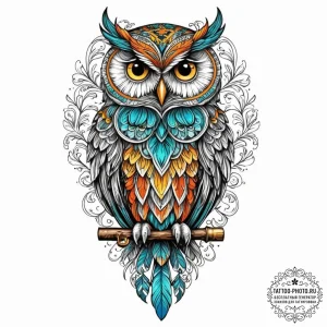 Owl with key, tattoo flash sheet design, orna... - эскиз тату (№1752918037_0, 19.07.2025 09:40) — tattoo-photo.ru
