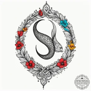 Tattoo sketch a mermaid's tail forming an inf... - эскиз тату (№1752919111_0, 19.07.2025 09:58) — tattoo-photo.ru