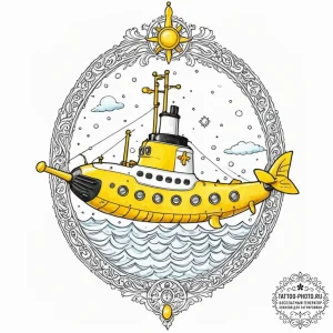 A watercolor tattoo of the yellow submarine f... - эскиз тату (№1752919852_0, 19.07.2025 10:10) — tattoo-photo.ru