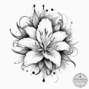 Tattoo sketch a single, elegant lily, with fi... - эскиз тату (№1752922080_0, 19.07.2025 10:48) — tattoo-photo.ru