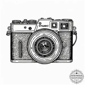A close-up of a vintage camera lens., tattoo... - эскиз тату (№1752922657_0, 19.07.2025 10:57) — tattoo-photo.ru
