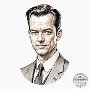 A graphic novel style portrait of agent smith... - эскиз тату (№1752923070_0, 19.07.2025 11:04) — tattoo-photo.ru