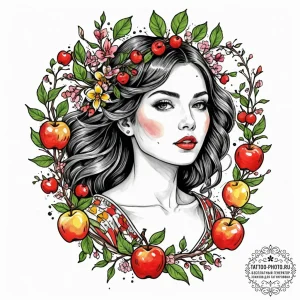 A neo-traditional tattoo of alkonost, the bir... - эскиз тату (№1752924483_0, 19.07.2025 11:28) — tattoo-photo.ru